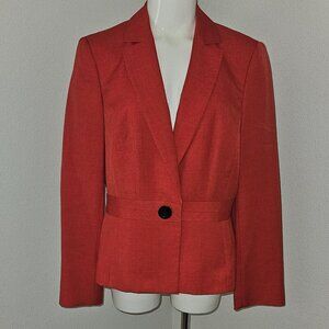 Black Label by Evan-Picone Blazer Jacket 12 Career Lined 1-Button Solid Red